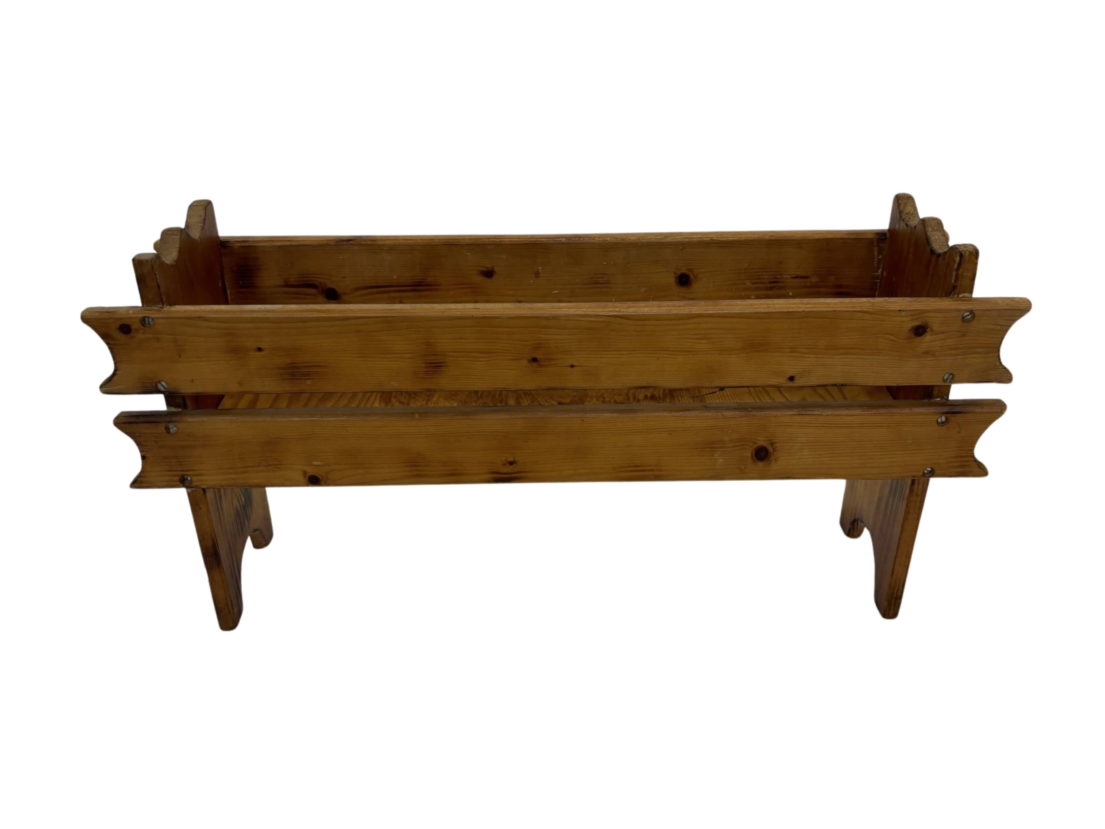Vintage brutalist planter plant box sixties design wood