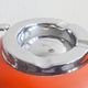 VINTAGE 1970s METAL ASH TRAY ON A STAND ORANGE LACQUER & CHROME 70S SPACE AGE