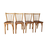 Set of 4 Baumann N°12 medium beech chairs