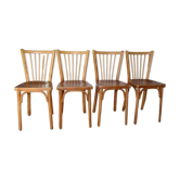 Set of 4 Baumann N°12 medium beech chairs