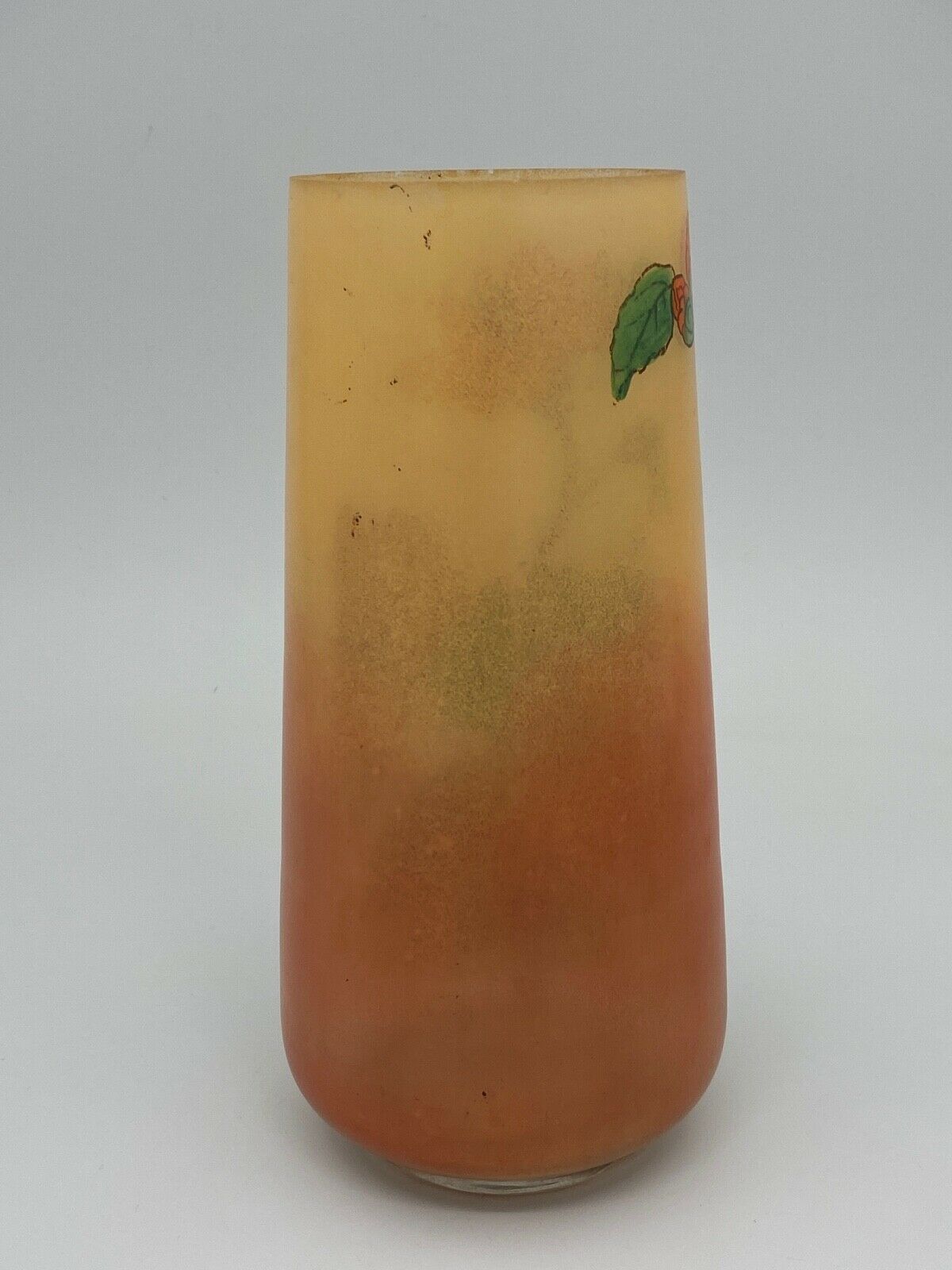 Vase verre emaille signe jem joseph mure de legras decor peint floral 1900 Selency