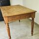 Farmhouse table, solid oak wood, raw finish, shell handles, for 6 people.