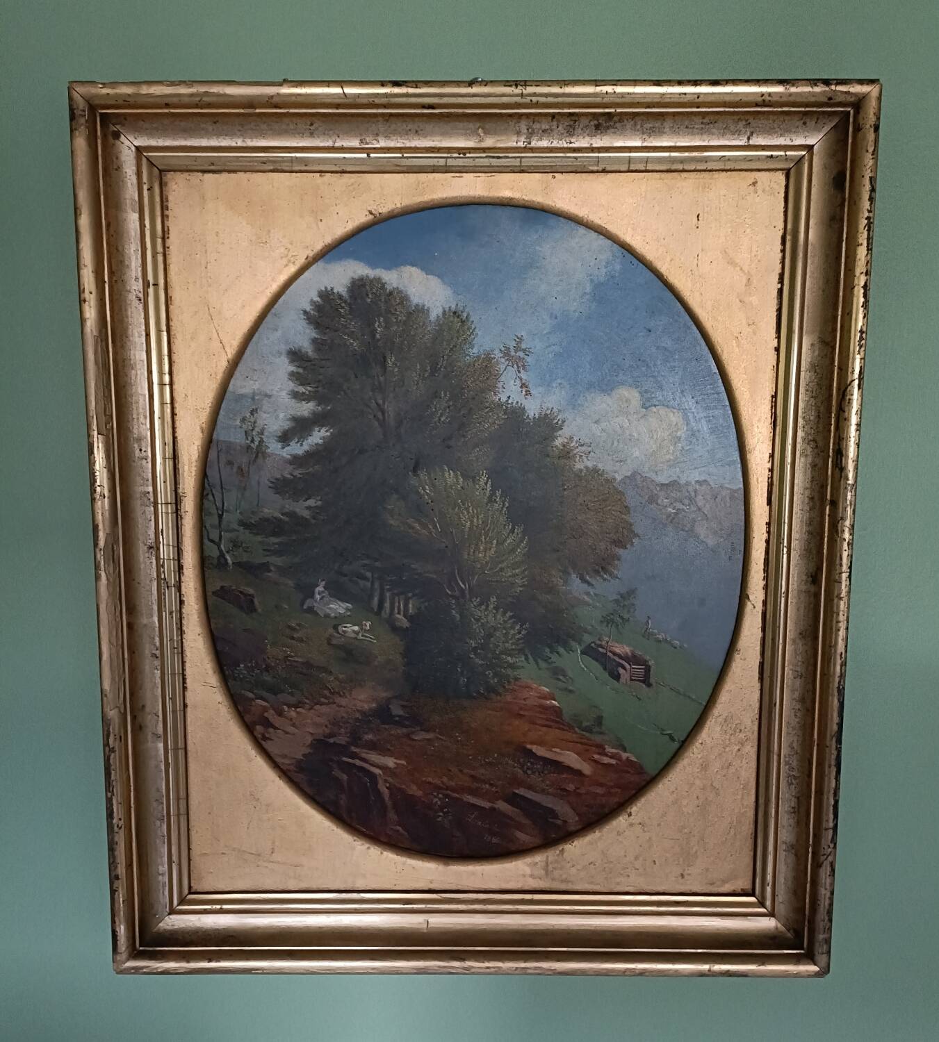 Oil on panel, signed Lataste, 19th century. Mountain