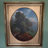 Oil on panel, signed Lataste, 19th century. Mountain