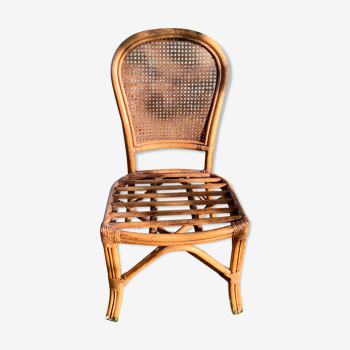 Chaise cannée en bambou et rotin