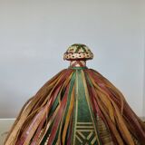 African conical hat, Fulani, in leather and braided rope, 1900s