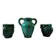 Vintage Vallauris trio of emerald green vases from the 50s/60s.