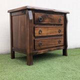 Vintage Brutalist Solid Elm Chest of Drawers
