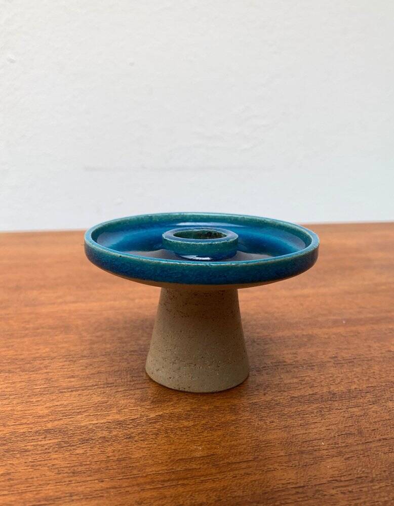 Danish ceramic candlestick from the mid-century by Herman A. Kähler for Hak, 1960s.