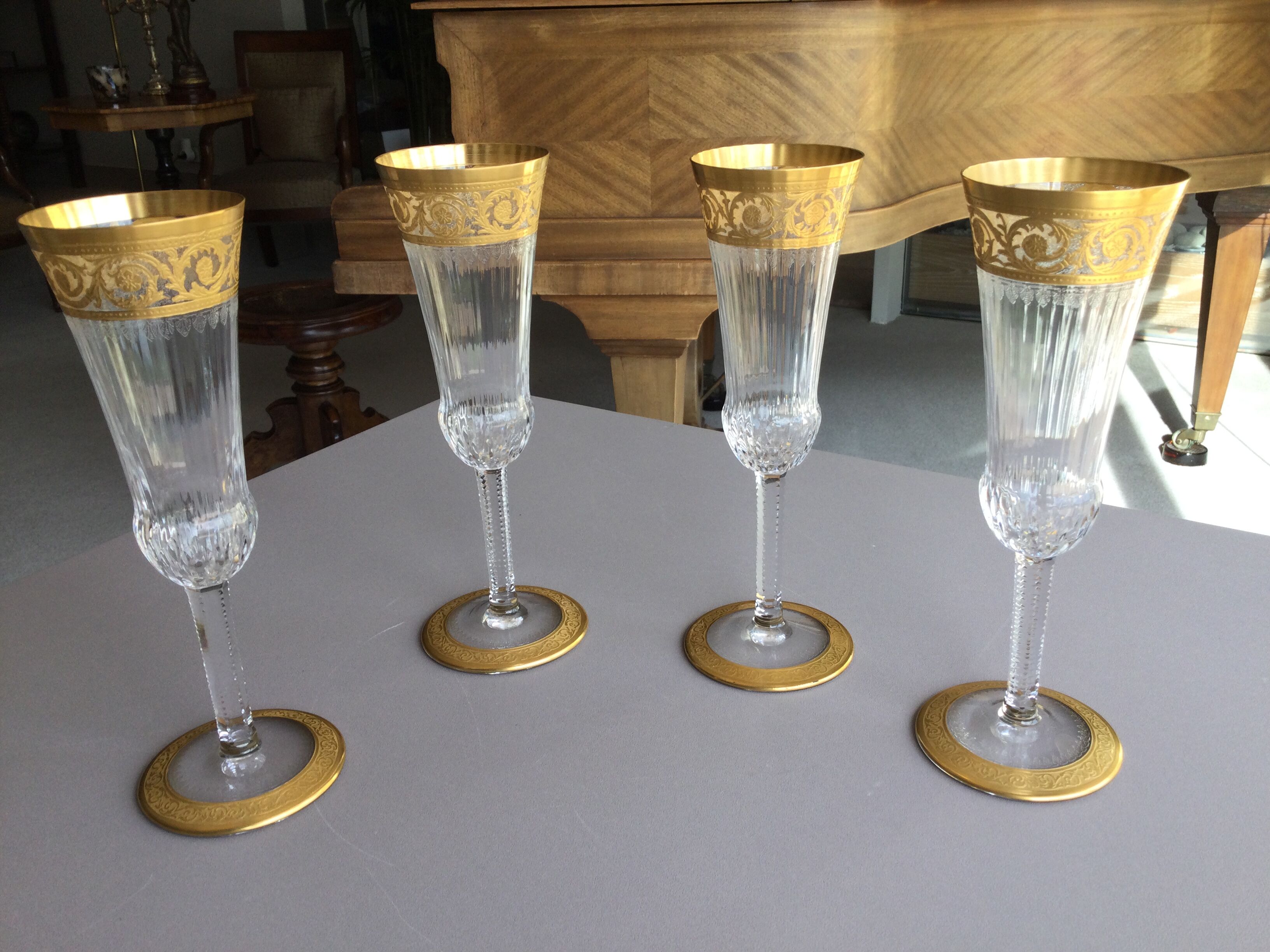 St Louis crystal champagne flutes