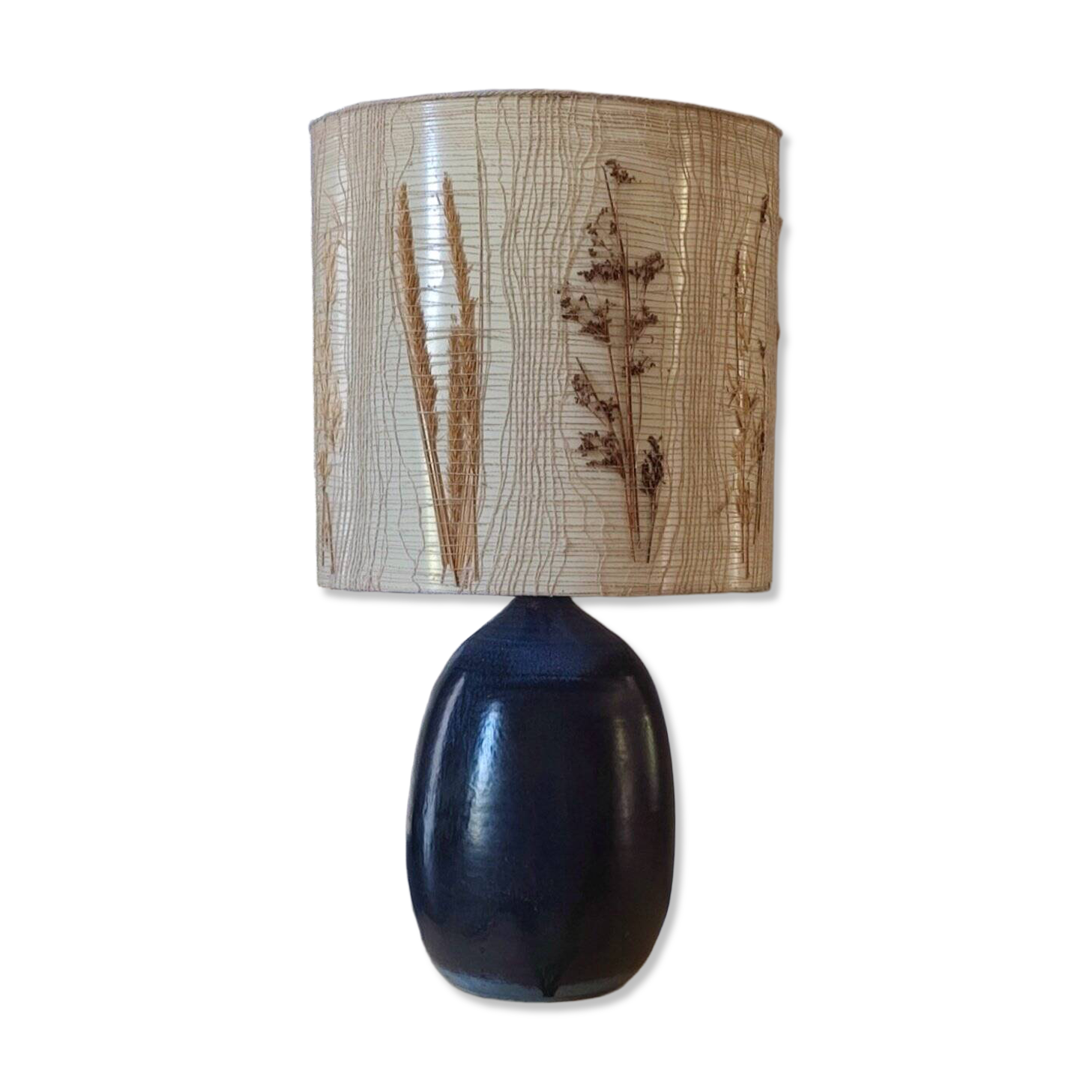 Vintage ceramic lamp, herbarium lampshade