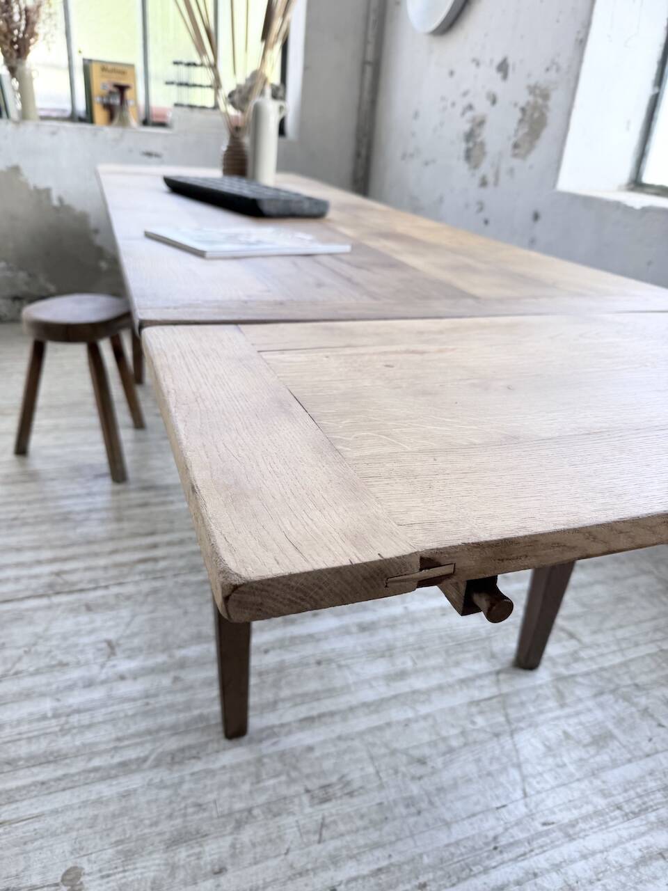 Solid oak farmhouse table with extensions (190-280cm) 1950