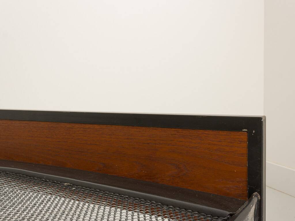 Cadre de lit vintage en métal et teck (90x190)