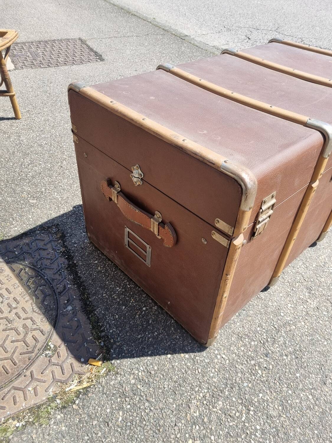 Old antique travel trunk