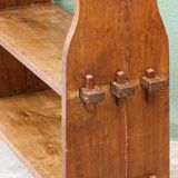 Brutalist oak shelving unit, 1950s