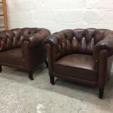 Paire de fauteuils cuir