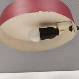 Table lamp in aubergine coloured metal, brass bend and teak wood 1960-70s