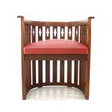Vintage Viennese Oak Sofa and Armchair