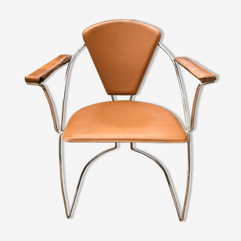 Leather and stainless steel design chair