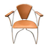 Leather and stainless steel design chair