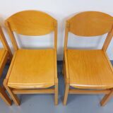 Set of 4 minimalist vintage beechwood chairs from the 80s