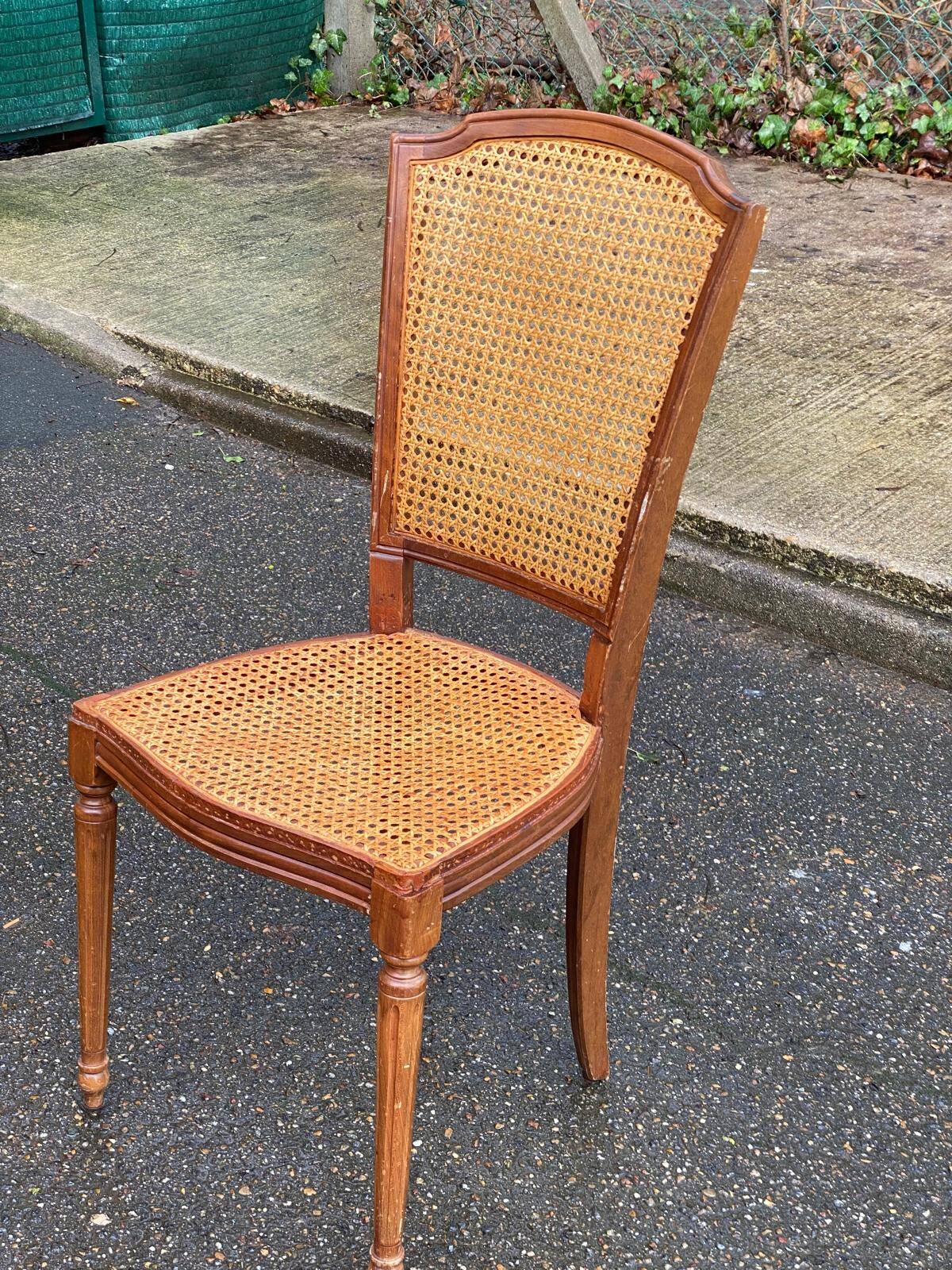 Louis XVI caned chair, solid oak, 20th century.