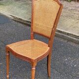 Louis XVI caned chair, solid oak, 20th century.