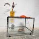 Table basse vintage chrome & verre Années 70