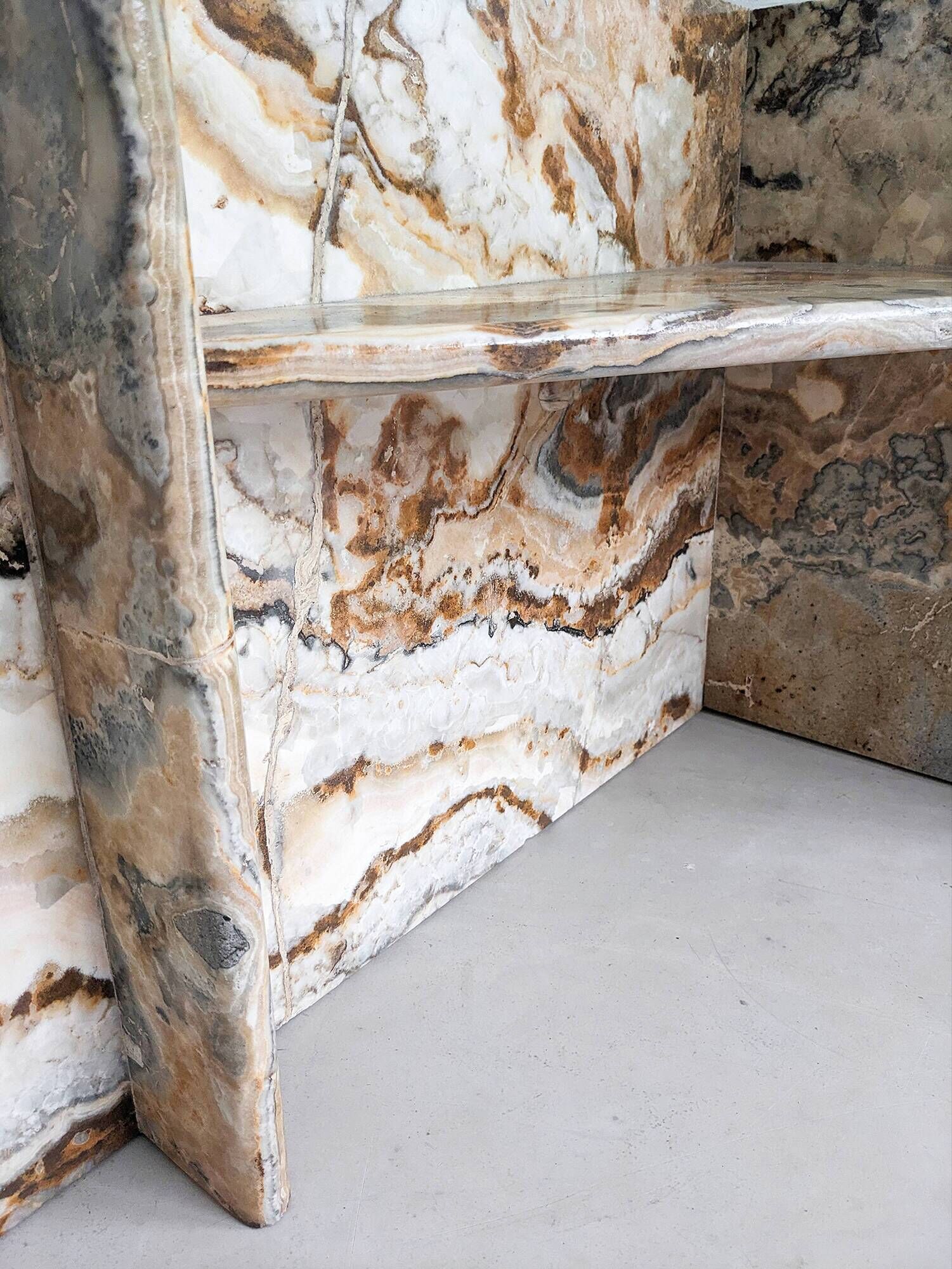 Italian marble coffee table with glass top 1970's