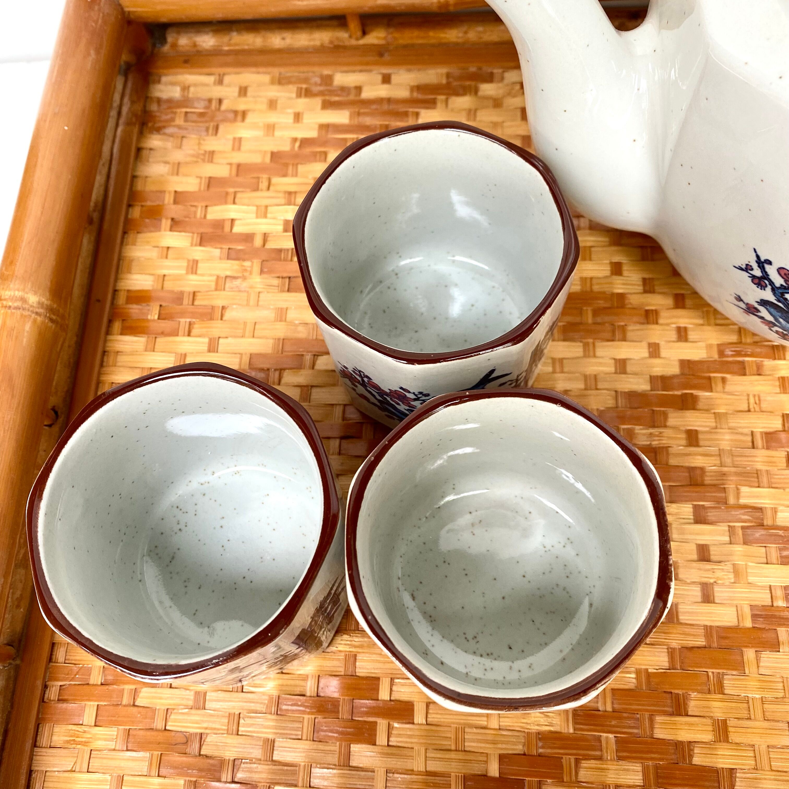 Vintage bird cups and teapot
