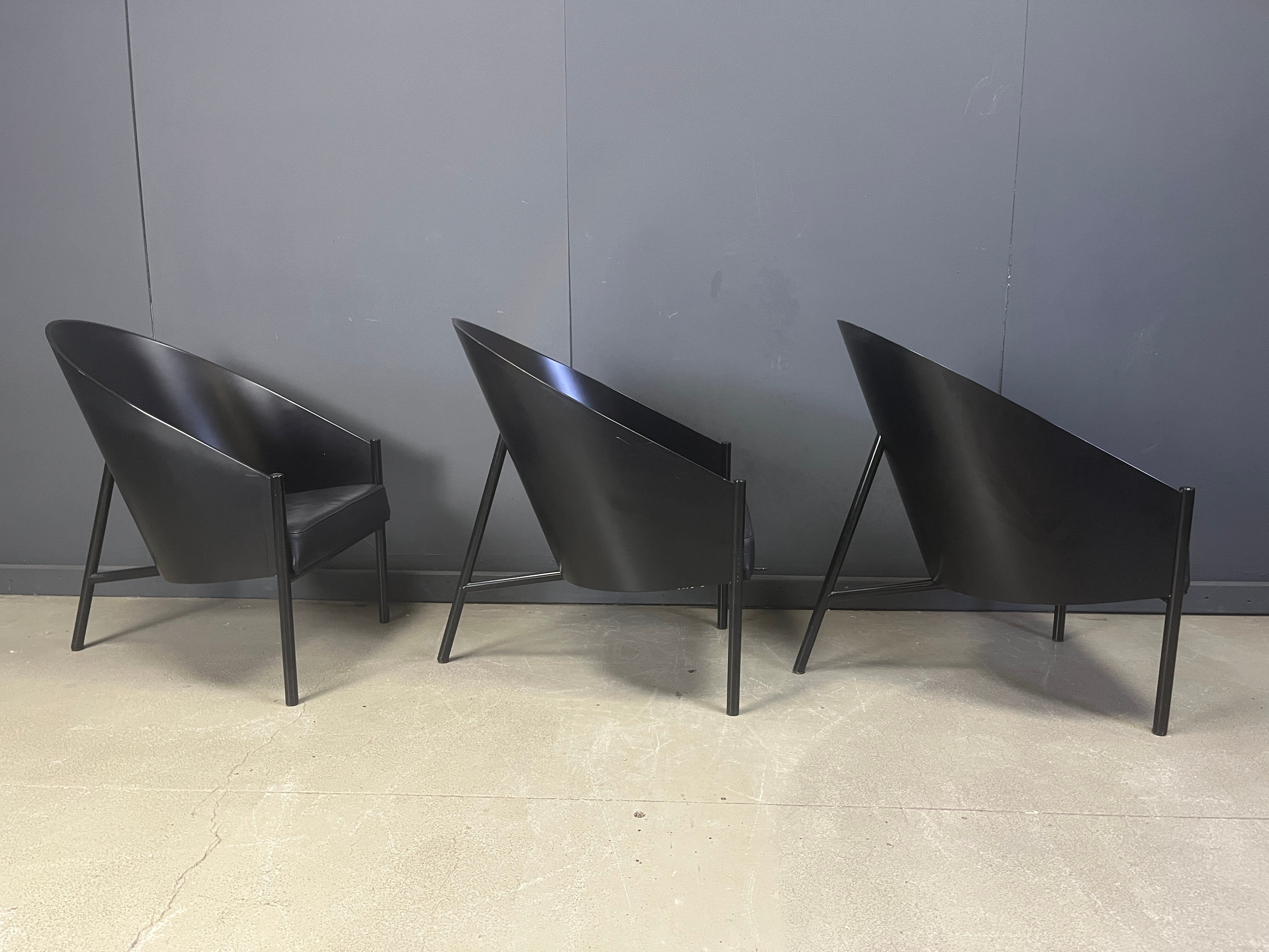 Ensemble de 3 chaises vintage Pratfall par Philippe Starck pour Driade, 1982