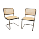 Pair of black Breuer b32 chairs and cannage