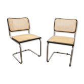 Pair of black Breuer b32 chairs and cannage
