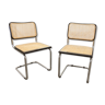 Pair of black Breuer b32 chairs and cannage