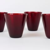 Quatre verres à boire Kartio de Kaj Franck style milieu du siècle par Nuutajarvi Nottsjo Finlande