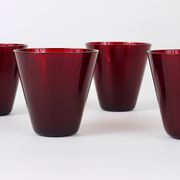 Four Kartio drinking glasses by Kaj Franck, mid-century style, from Nuutajärvi Nottsjö, Finland.
