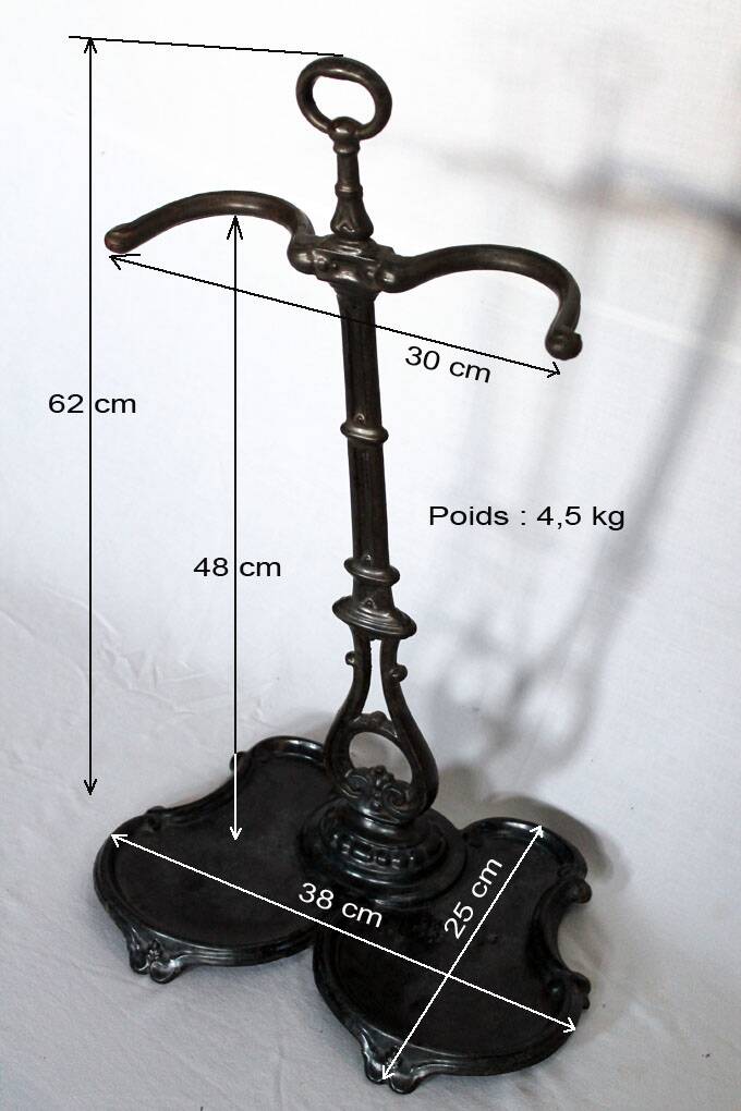 Fireplace tool set, cast iron and wrought iron