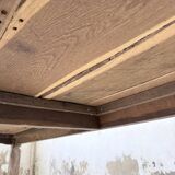 XL farmhouse table in solid oak, brutalist style, 20th century.