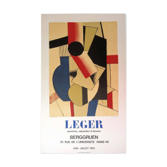 Fernand leger : composition cubiste à la guitare, lithographie signée - 1979