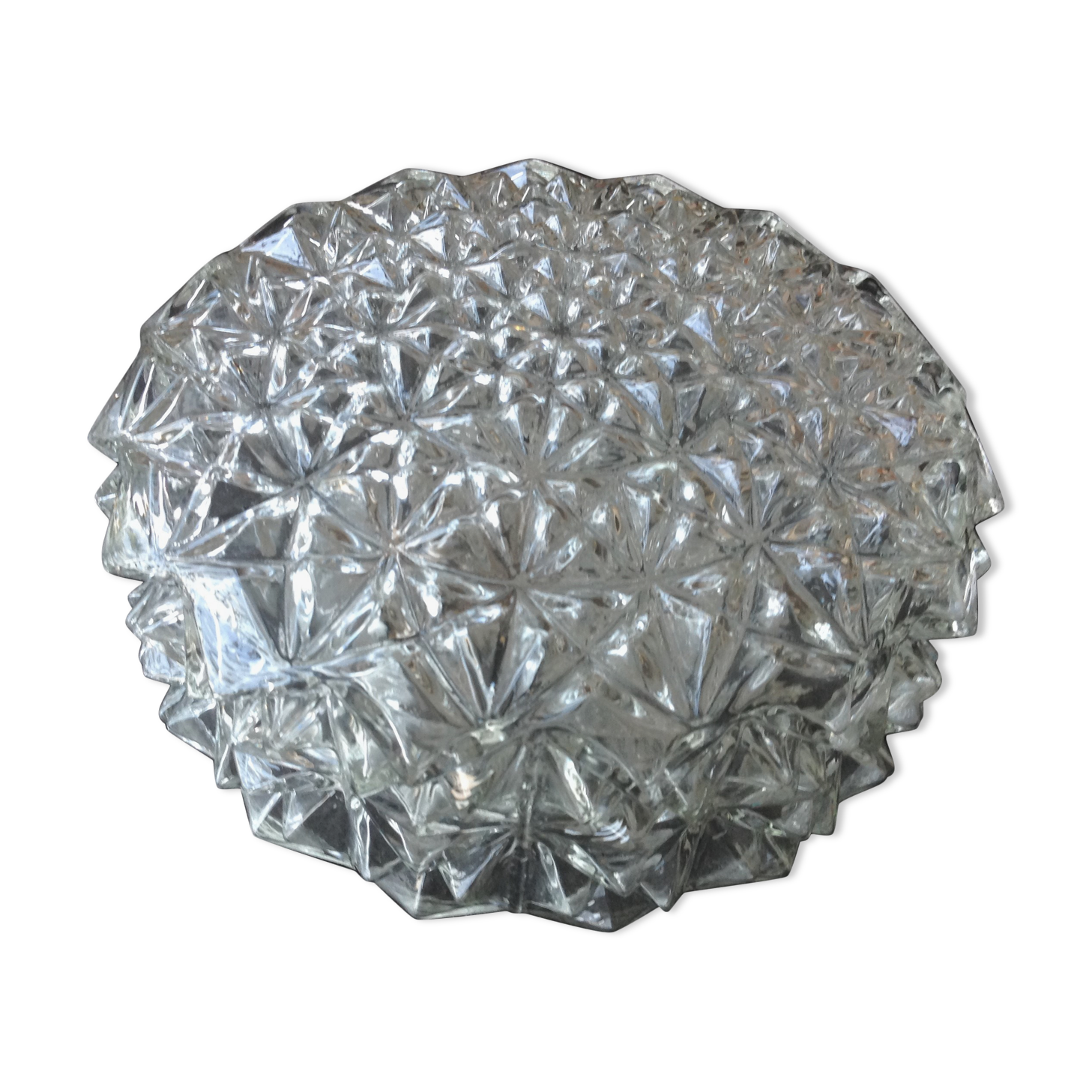 Vintage structured glass round ceiling lamp 60s-70s