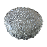 Plafonnier rond en verre structuré vintage années 60-70