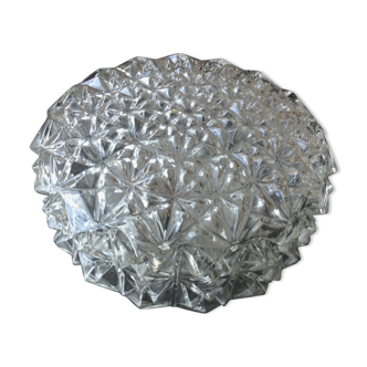 Vintage structured glass round ceiling lamp 60s-70s