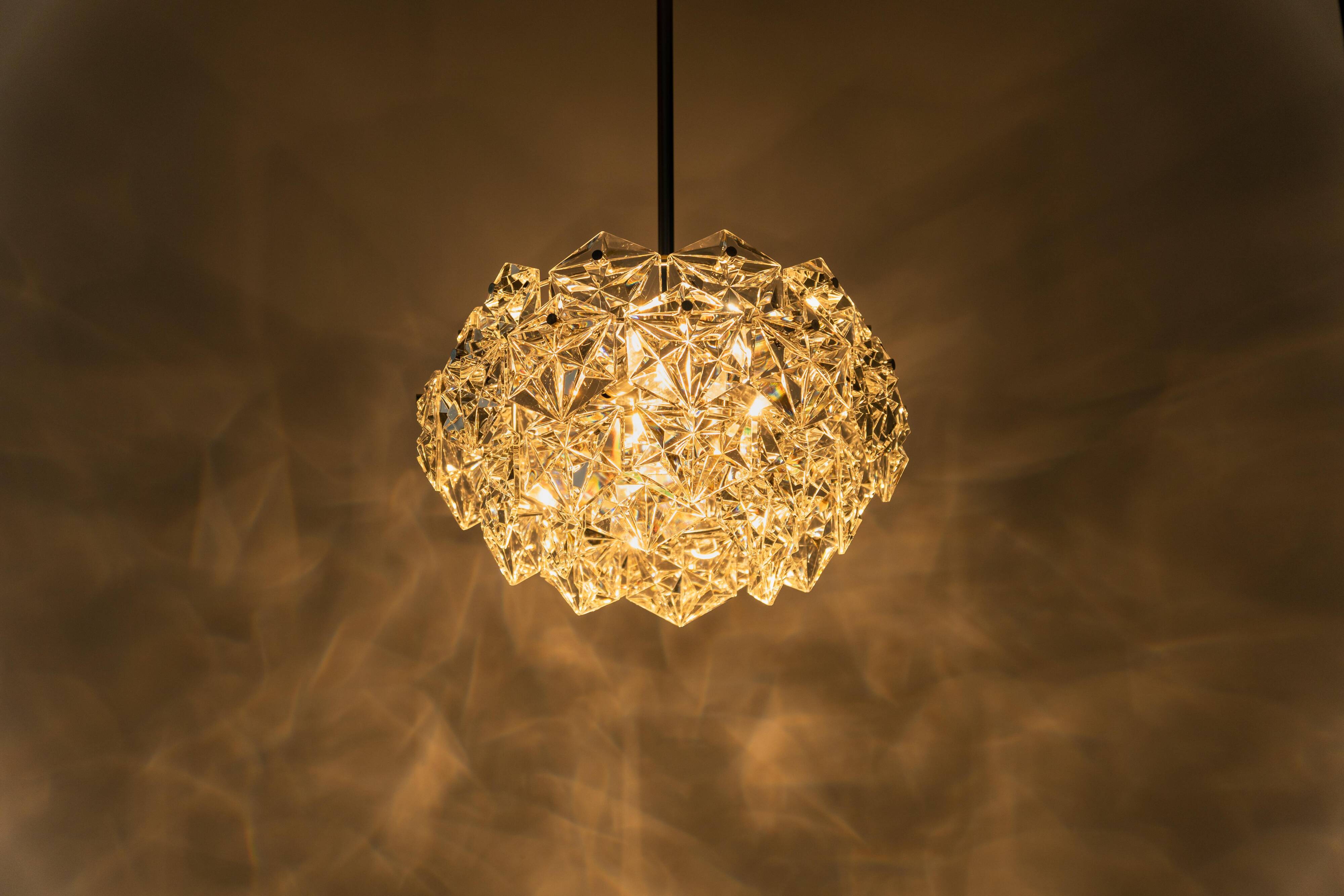 Small and Superb Pendant, Chrome and Crystal Glass by Kinkeldey, Germany, 1970