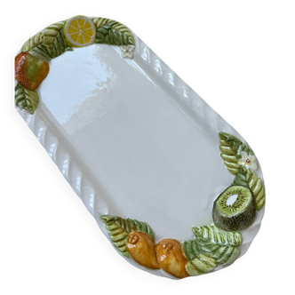 Grand plat barbotine fruits