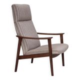 1970s, Danish highback armchair, furniture wool, teak wood, original.