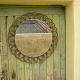 Miroir en rotin vintage   68 cm
