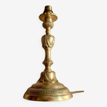 Pied de Lampe en Bronze décor Drapé Style Louis XVI