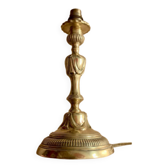 Bronze Lamp Base with Draped Decor Louis XVI Style