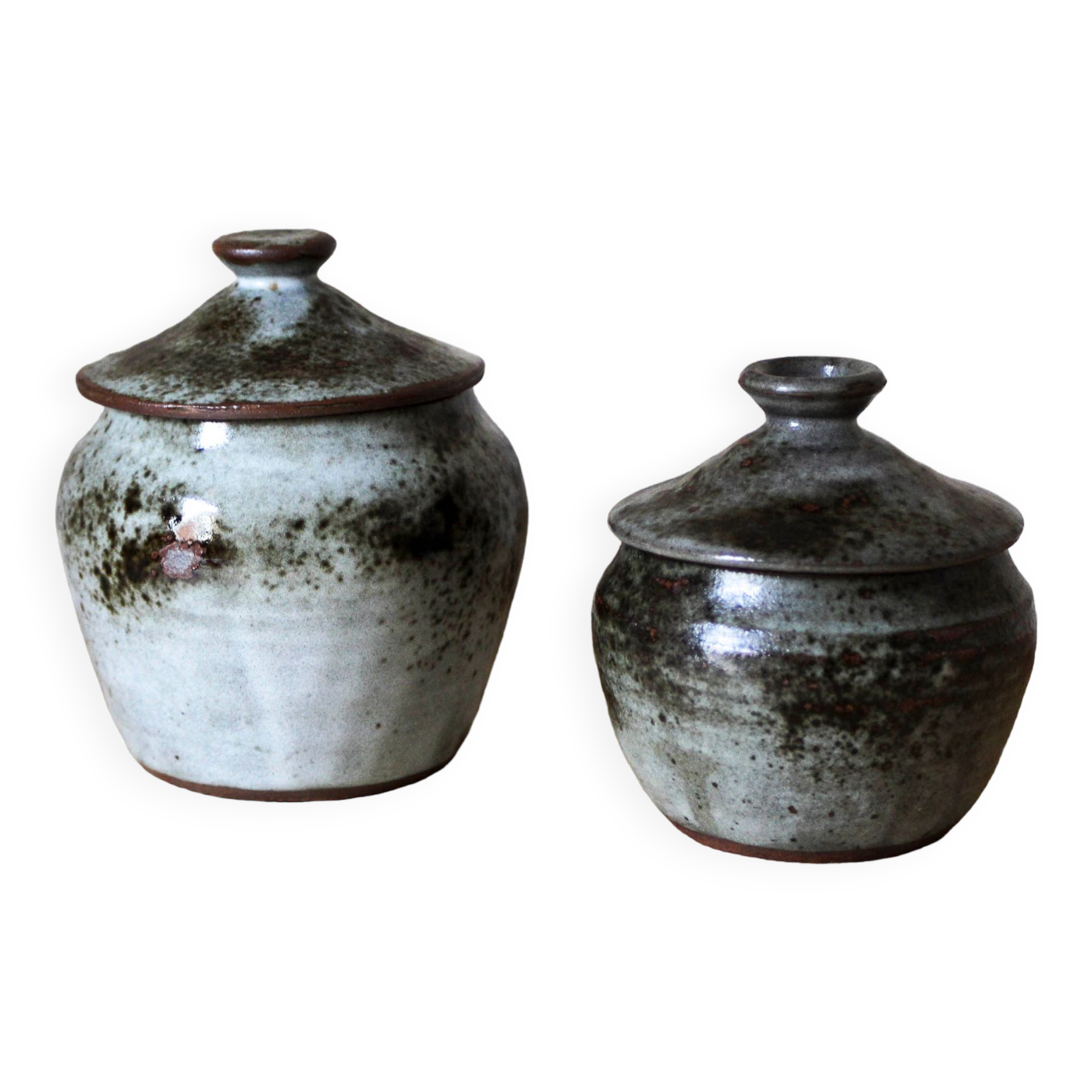 2 stoneware pots by Chantal and Thierry Robert - Puisaye