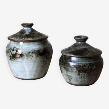 2 stoneware pots by Chantal and Thierry Robert - Puisaye